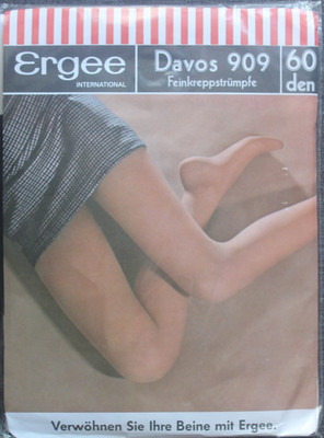 Vintage Ergee Davos Feinkreppstrümpfe Strümpfe Gr. 8,5-9 Schwarz 60 den Neu