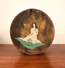 Vintage Hand-Painted Wooden Trinket Box / Folk Art Keepsake Box