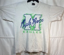 VTG 1990s Screen Stars T-Shirt L White Maple River Eagles Graphic USA Distressed