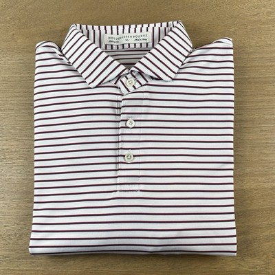 Holderness & Bourne  Sutton  Polo Shirt Men s XL Red/White/Blue Stripe Golf Logo
