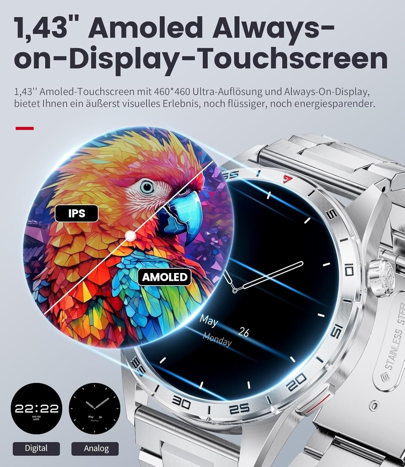 Smartwatch Uomo Bluetooth Impermeabile con Sleep Tracker foto 3