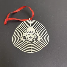 Vintage Wendy’s Metal Logo Christmas Ornament Cut-Out Design Restaurant Promo