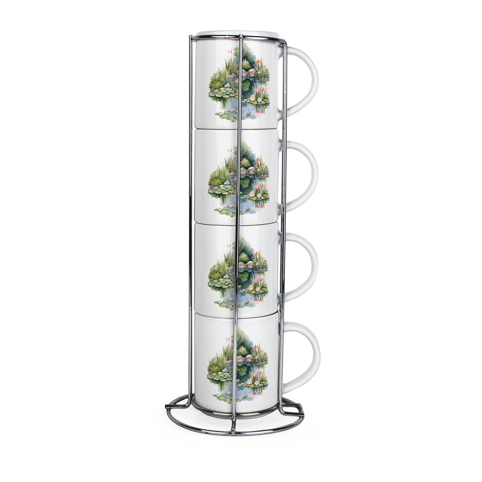 Beautiful Garden Small Stacking Mugs  - Presents for Gardeners - Set of 4 Gift