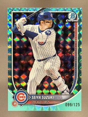2025 Bowman Chrome - Seiya Suzuki, Seiya Suzuki #60 Aqua Geometric Refractor