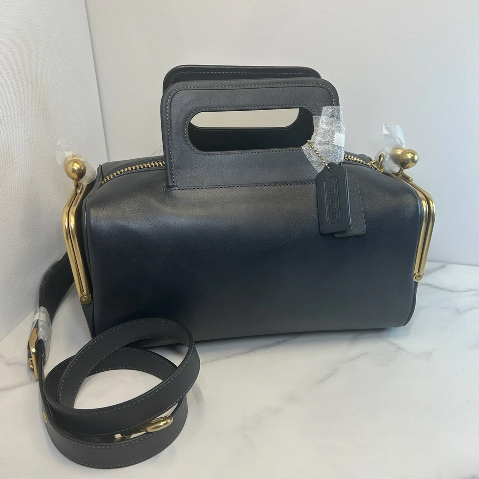 Coach Double Entry Satchel Black Mailbox Bag Kisslock 2025 Release Fast Ship! - Image 3 of 4