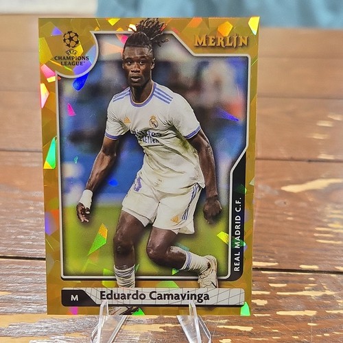 Eduardo Camavinga [Gold] #95 2021 Topps Merlin Chrome UEFA card