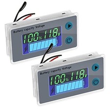 2-Piece Battery Meter Monitor with Low Voltage Buzzer Alarm 10-100V Digital