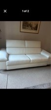 Nicoletti Cream Leather Sofa - 3/4 Seater Immaculate Condition