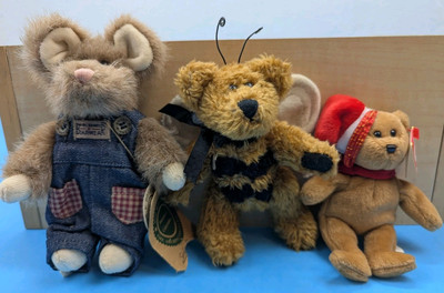 Boyds Bear Sharp McNibble Mouse, TY 97 Holiday Beanie, Boyd's Bee Ornament 3PCS!