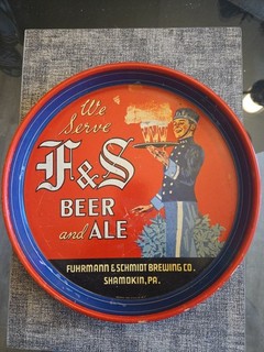 F & S BEER TRAY FUHRMANN AND SCHMIDT BREWING CO SHAMOKIN PA