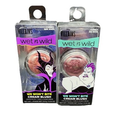 2 New Wet N Wild Disney Villains We Won't Bite Cream Blush Dark Wing & Sea Witch