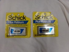 Lot of 2 Pkgs 10 ea SCHICK Plus Platinum Teflon Coated Double Sided Razor Blades