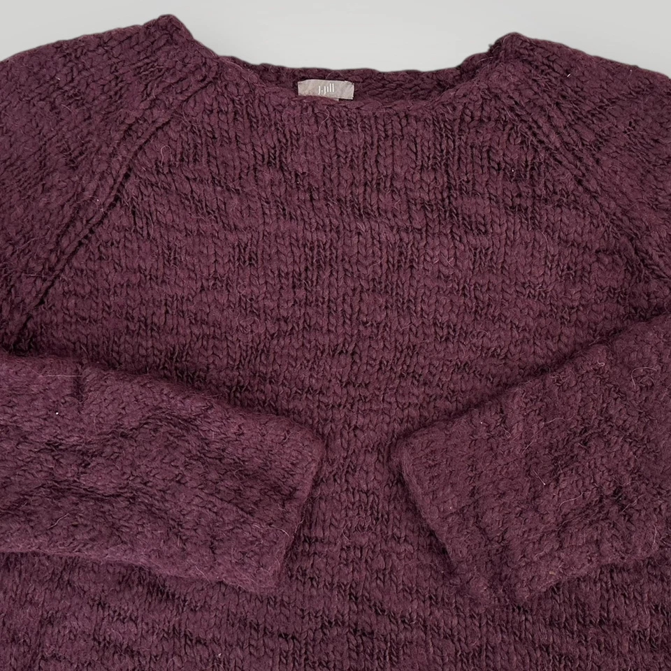 J.Jill Sweater Womens XL Purple Wool Alpaca Blend Raglan Chunky Knit Pullover - Image 4 of 4
