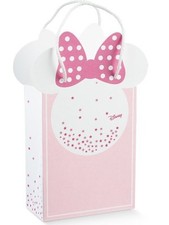 BUSTA SHOP IN CARTONCINO MINNIE BIANCA ROSA CON STELLINE 160X80X210 MM 5 PZ