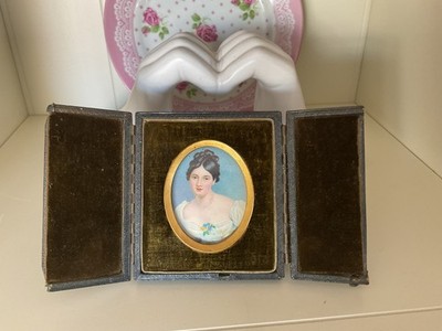 Georgian Miniature Oval Portrait of Marguerite Power Irish Novelist 1789 - 1849