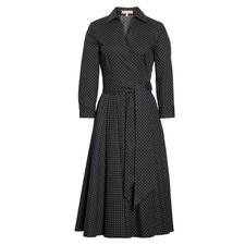 NWT Michael Kors Collection Black Cotton Polka Dot 3/4 Sleeve Wrap Dress Size 2