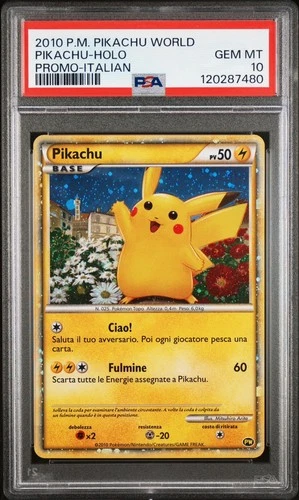 2010 POKEMON WORLD COLLECTION ITALIAN PROMO PIKACHU-HOLO PSA 10