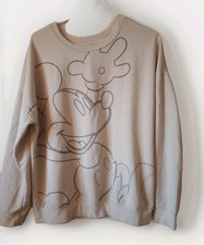Disney Mickey Mouse Sweatshirt Adult m Neutral Beige crewneck vintage FREE SHIP
