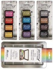 Tim Holtz Distress Archival Mini Ink Kit 1, Kit 2, Kit 3 and Storage Tin - 4...