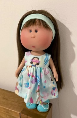 NEU - TÜRKIS KLEID/LEDERSCHUHE & STIRNBAND PASSEND FÜR D ONIL MIA PUPPE - 30 CM