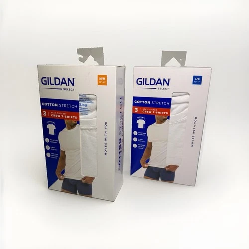 New Gildan Select Men 3 Pack Custom Fit Cotton White Crew T-Shirts Sizes M and L - product listing photo