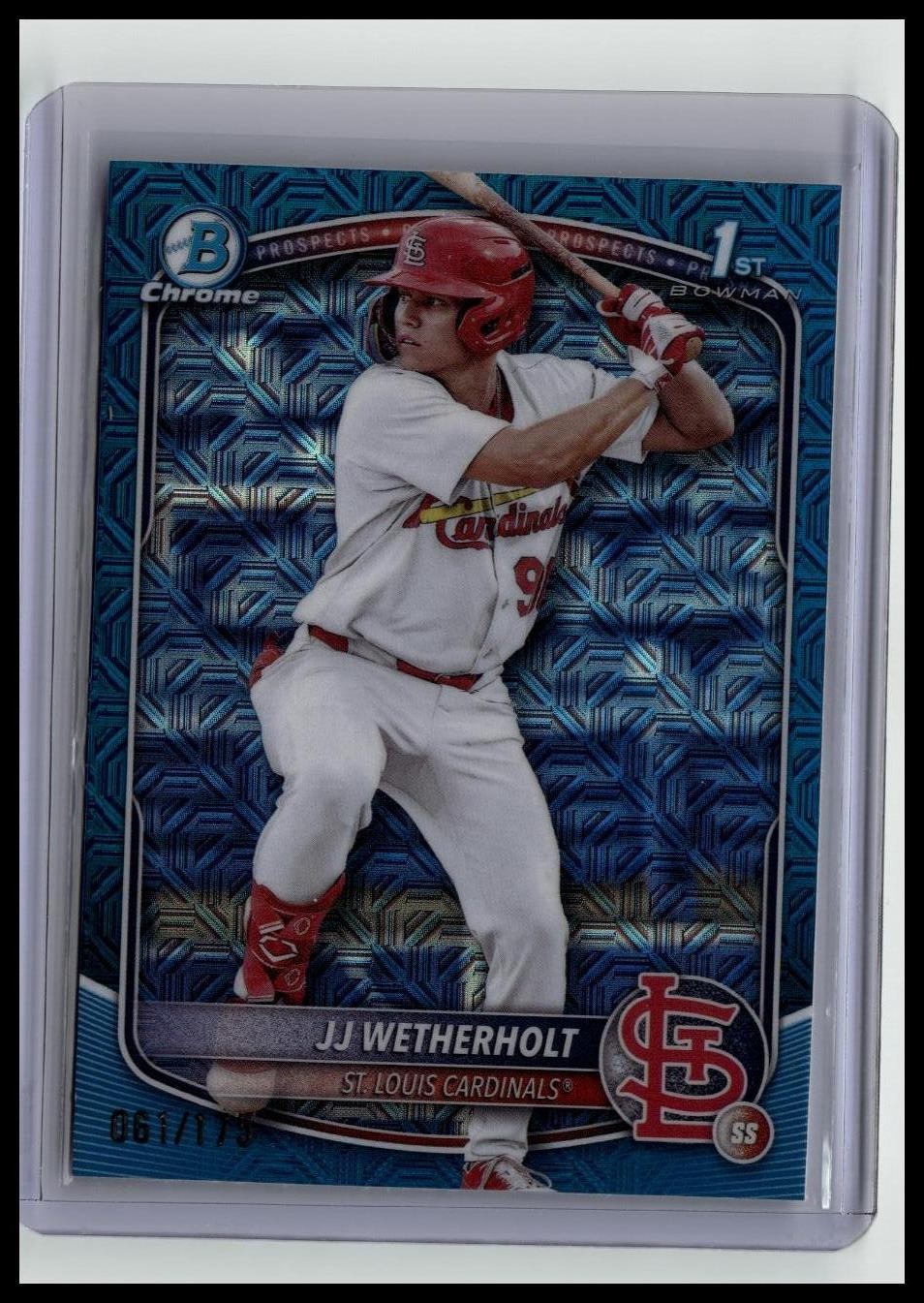 2025 Bowman #BCP-22 JJ Wetherholt Chrome Prospects Mojo Navy Refractor #/175