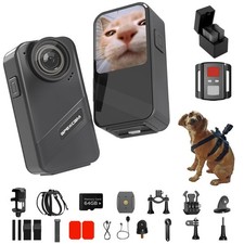Dog Collar Camera with 64GB SD Card, 4K Cat Collar Cameras with Touch Screen,...