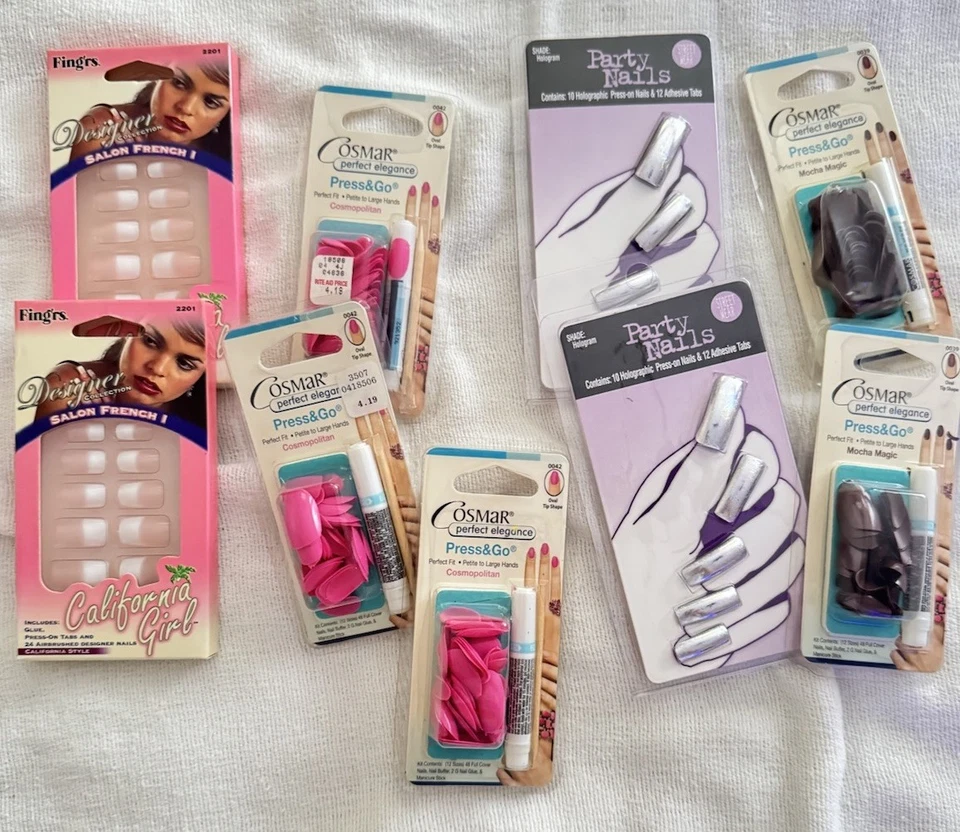 复古 Fing’rs California Girl 法国尖按指甲 Y2K 密封 全新带盒 — 第 3/3 张图片