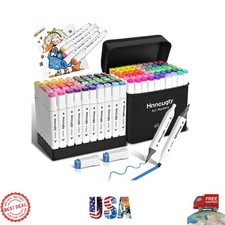 60-Color Alcohol Marker Set with Dual Tips  Carrying Case - Perfect for Artists