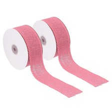 2" Wide 10 Yards Burlap Fabric Ribbon 2pcs Jute Crafts Roll Wrapping Pink