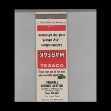Matchbook Cover Texaco Gas Station Triangle Filling Station East Baldwin, ME