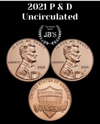 2021-P&D Lincoln Shield Cent (2) Penny Set - BRILLIANT UNCIRCULATED (BU)