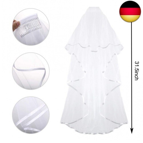 JoyChoi JGA Set 4-teilig - Braut Schärpe, Herz Brille, Schleier & Haarreif