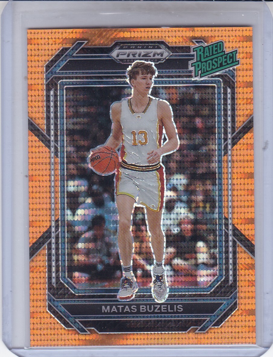 MATAS BUZELIS 2023-24 PRIZM DRAFT RATED PROSPECT ORANGE PULSAR RC #16/49