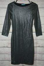 Alice + Olivia Silver Black Long Sleeve Fitted Dress Sheer Back Women's Size 4