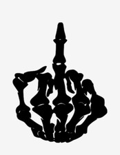 SKULL MIDDLE FINGER FLIP OFF VINYL DECAL STICKER WINDOW WALL CAR BUMPER LAPTOP