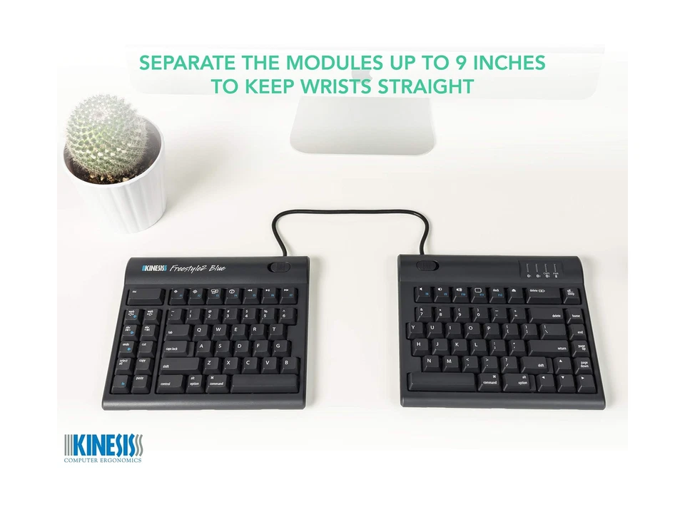 KINESIS Freestyle2 Blue Wireless Ergonomic Keyboard for Mac (9" Standard Sepa... - Image 4 of 4