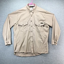 Workrite LARGE Button Up Westex Ultra Soft Flame Resistant Beige Shirt