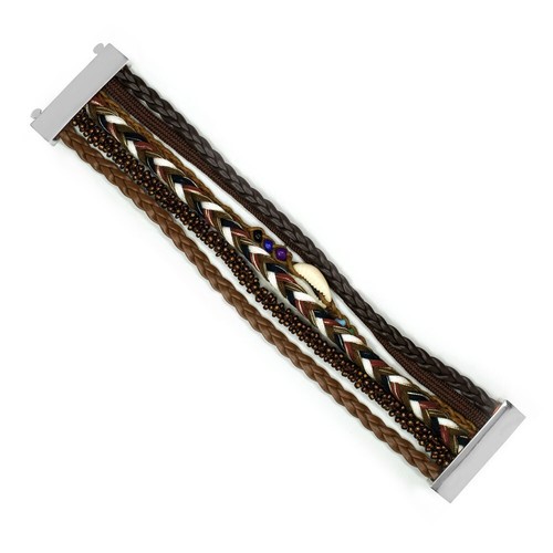buntes Ibiza Style Armband Hippie geflochten Brasilian Perlen Magnetverschluß - Picture 5 of 16