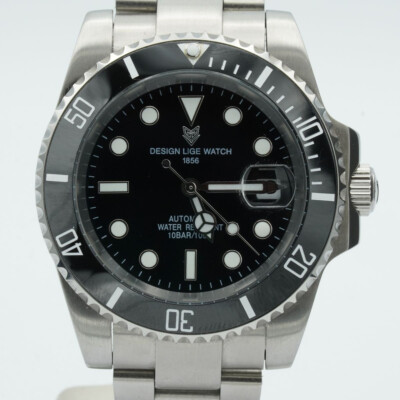 Lige Design Orologio da Uomo 40MM Acciaio Nero Bel Condizioni