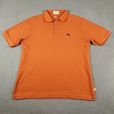 Tommy Bahama Polo Shirt Mens Size Large Orange Casual Short Sleeve 
