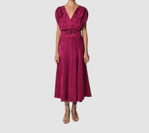 $1390 Silvia Tcherassi Women's Purple Floral Belted Sottomarina Dress Size L - Picture 1 of 4