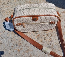 Cream Monogram Cross Body Camera Bag