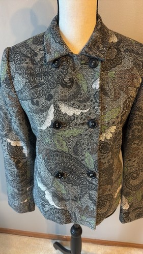 J’ENVIE |. Blazer/chaqueta mezcla lana/seda. Cachemira gris/negro. Talla 4. - Imagen 2 de 11