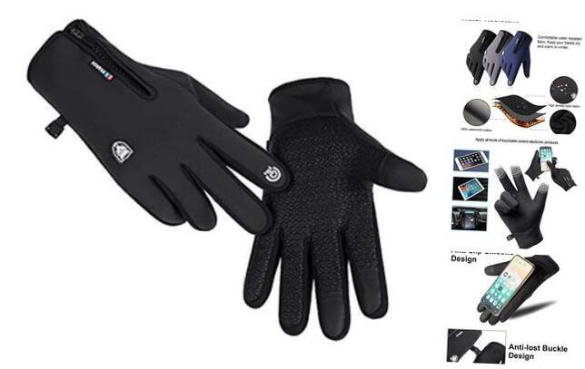 Winter Gloves for Men Women,Cold Weather Thermal Glove Windproof Medium black