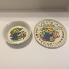 Vintage 1983 Paddington Bear SILITE INC Eden Toys MELAMINE Bowl & Plate Set
