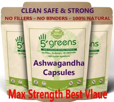 5GREENS Ashwagandha Extract Capsules 10000mg (30mg withanolides) Natural Vegan Capsules