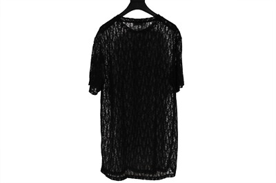 Dior Mens Oblique Logo Mesh T Shirt Size Large Black Viscose Short
