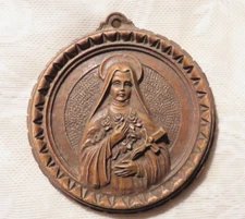 Old St. Therese of Liseux Little Flower of Jesus  Plaque Medal