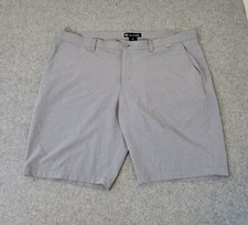 Travis Mathew Beck Golf Shorts Men 42 Gray Stretch Chino Performance Micro Check